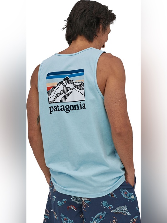 Patagonia Other - Patagonia line logo ridge organic cotton tank top men’s S small light blue shirt